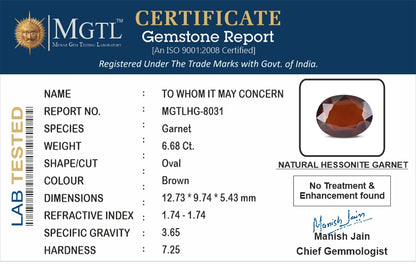 Hessonite (Gomed) - 6.68 Carats