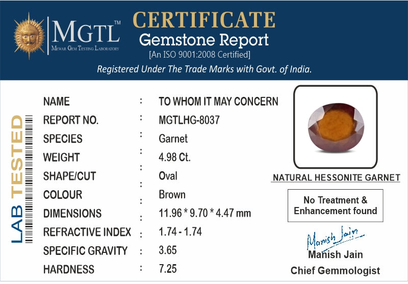 Hessonite (Gomed) - 4.98 Carats