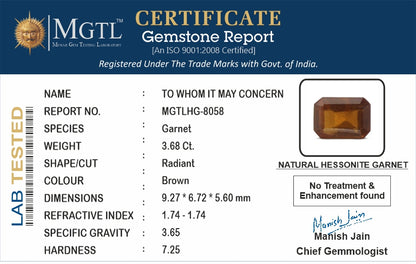 Gomed (Hessonite) Gemstone - 3.68 Carats