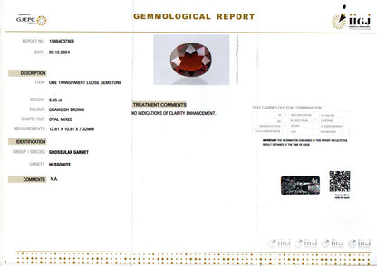 Hessonite - 8.05 Carats (Gomed - 8.77 Ratti)