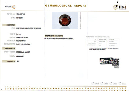 Hessonite - 3.61 Carats (Gomed - 3.93 Ratti)