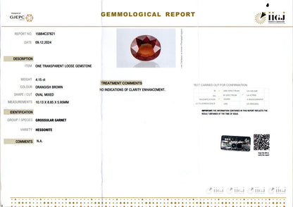 Hessonite - 4.15 Carats (Gomed - 4.52 Ratti)