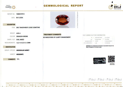 Hessonite - 4.66 Carats (Gomed - 5.08 Ratti)