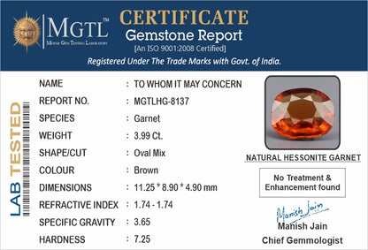 Hessonite (Gomed) - 3.99 Carats