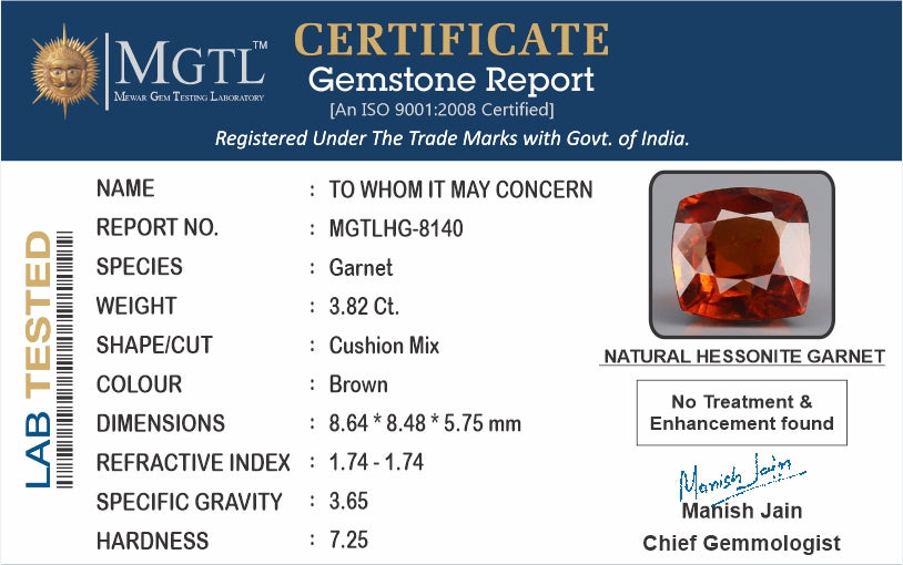 Hessonite (Gomed) - 3.82 Carats