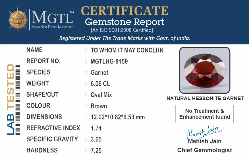 Hessonite (Gomed) - 6.06 Carats