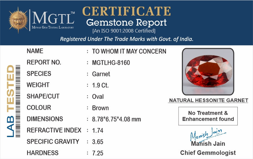 Hessonite (Gomed) - 1.90 Carats