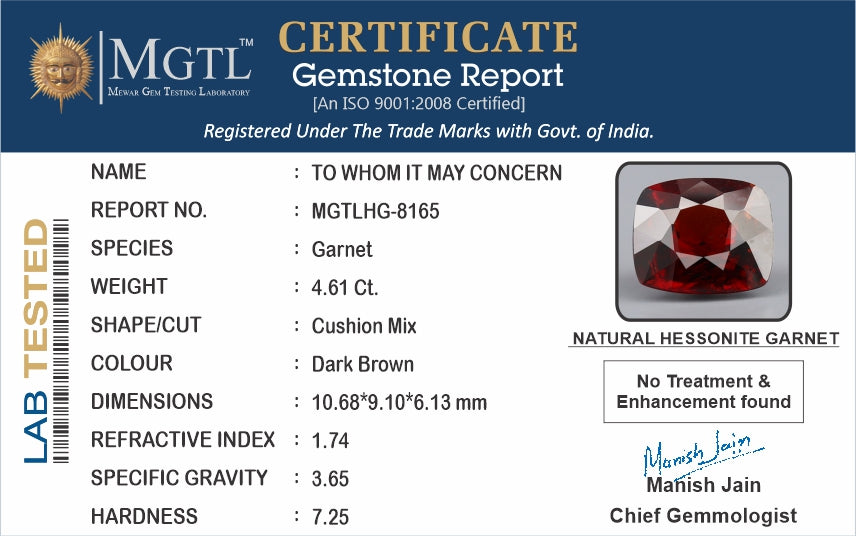 Hessonite - 4.61 Carats (Gomed - 5.02 Ratti)