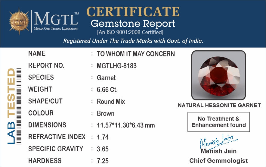 Hessonite (Gomed) - 6.66 Carats