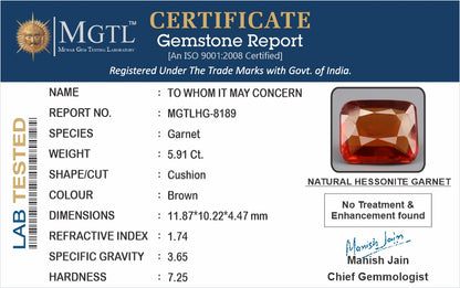 Hessonite (Gomed) - 5.91 Carats