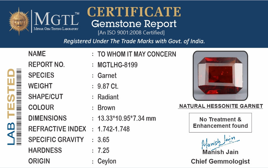 Hessonite (Gomed) - 9.87 Carats