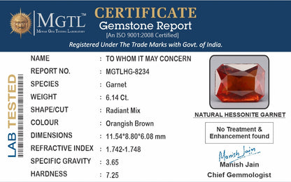 Hessonite (Gomed) - 6.14 Carats