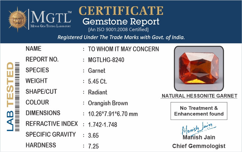 Hessonite (Gomed) - 5.45 Carats
