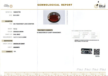 Hessonite - 7.51 Carats (Gomed - 8.19 Ratti)