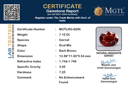 Hessonite - 7.15 Carats (Gomed - 7.79 Ratti)