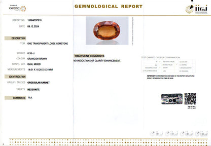 Hessonite - 6.55 Carats (Gomed - 7.14 Ratti)