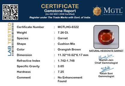 Gomed (Hessonite) Gemstone - 7.26 Carats