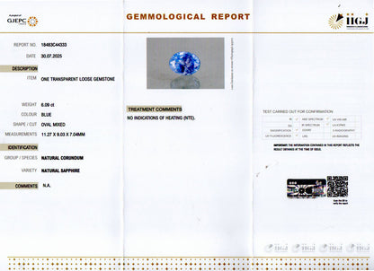 Blue Sapphire (Neelam) Gemstone - 6.09 Carats