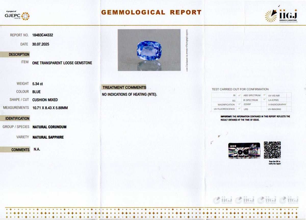 Blue Sapphire (Neelam) Gemstone - 5.34 Carats