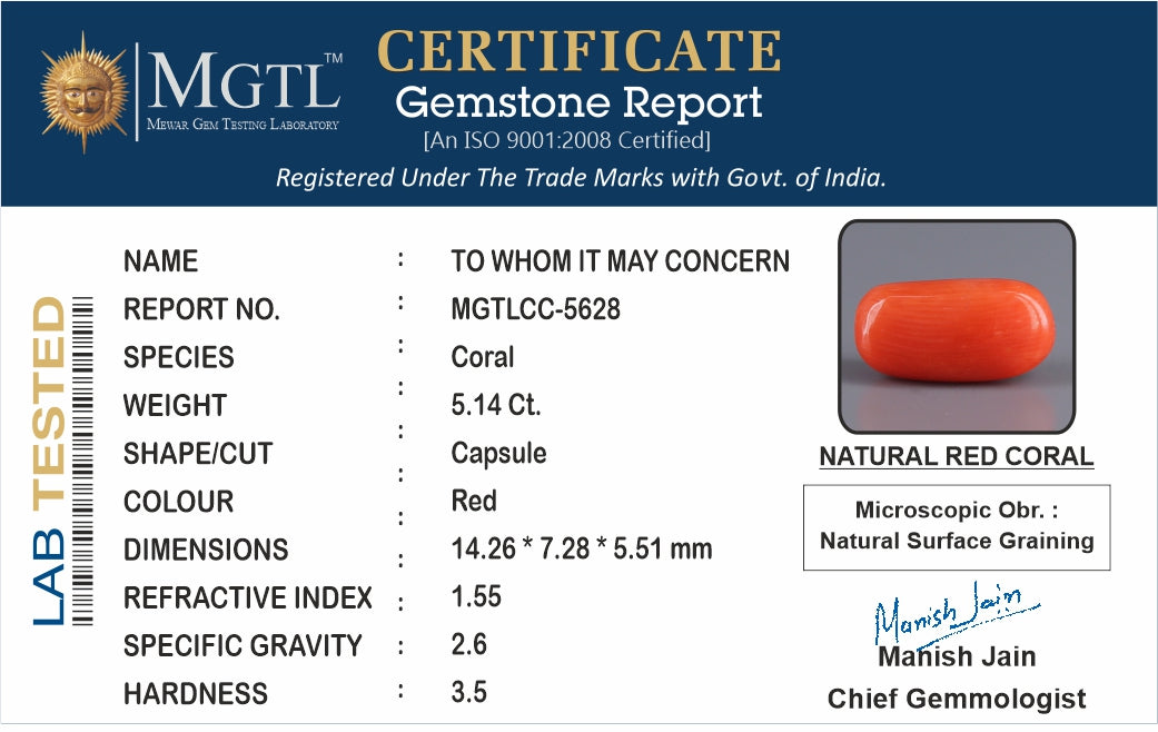 Red Coral (Moonga) - 5.14 Carats