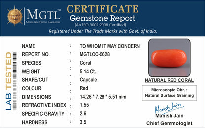 Red Coral (Moonga) - 5.14 Carats