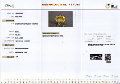 Yellow Sapphire (Pukhraj) Gemstone - 6.01 Carats