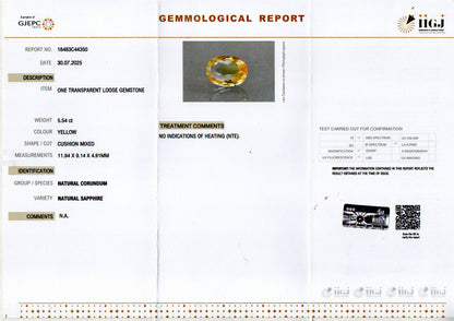 Yellow Sapphire (Pukhraj) Gemstone - 5.54 Carats