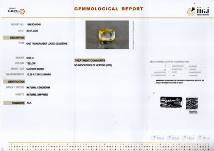 Yellow Sapphire (Pukhraj) Gemstone - 5.6 Carats