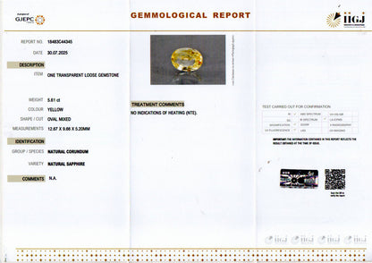 Yellow Sapphire (Pukhraj) Gemstone - 5.61 Carats