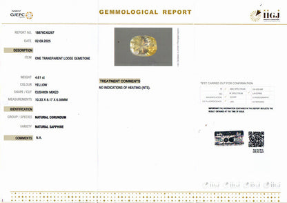 Yellow Sapphire (Pukhraj) Gemstone - 4.61 Carats