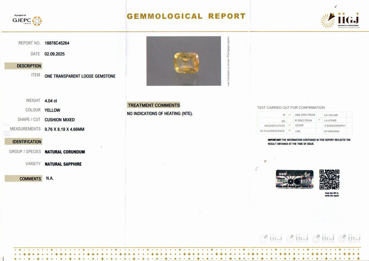 Yellow Sapphire (Pukhraj) Gemstone - 4.04 Carats