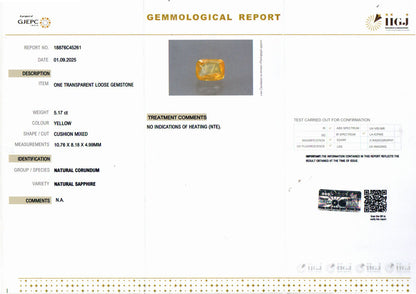 Yellow Sapphire (Pukhraj) Gemstone - 5.17 Carats