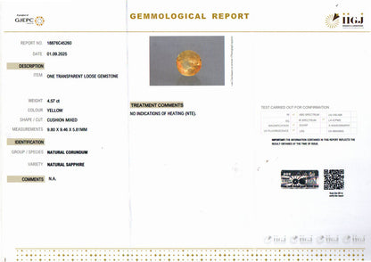 Yellow Sapphire (Pukhraj) Gemstone - 4.57 Carats