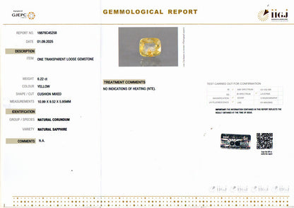 Yellow Sapphire (Pukhraj) Gemstone - 6.22 Carats