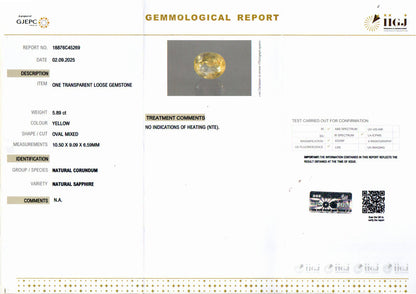 Yellow Sapphire (Pukhraj) Gemstone - 5.89 Carats