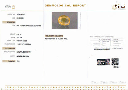 Yellow Sapphire (Pukhraj) Gemstone - 6.84 Carats