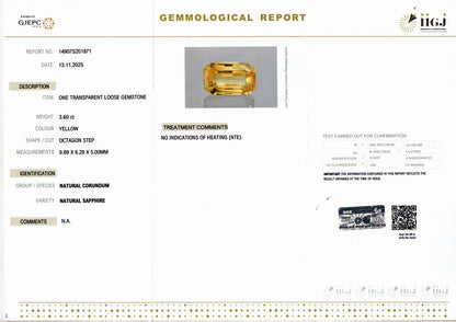 Yellow Sapphire (Pukhraj) Gemstone - 3.6 Carats