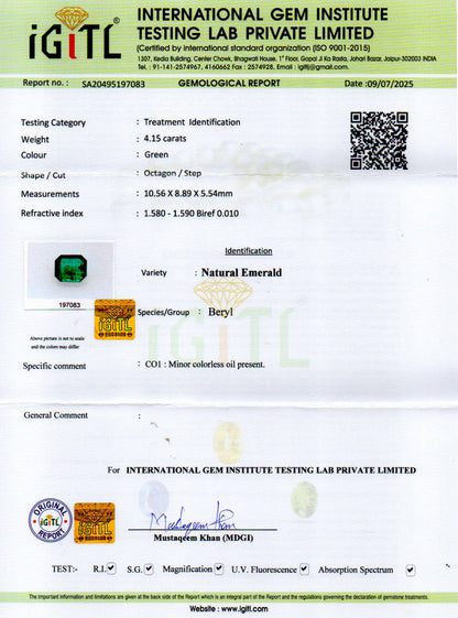 Emerald (Panna) Gemstone - 4.15 Carats