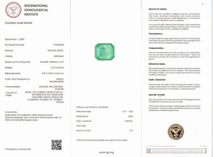 Emerald (Panna) Gemstone - 3.22 Carats