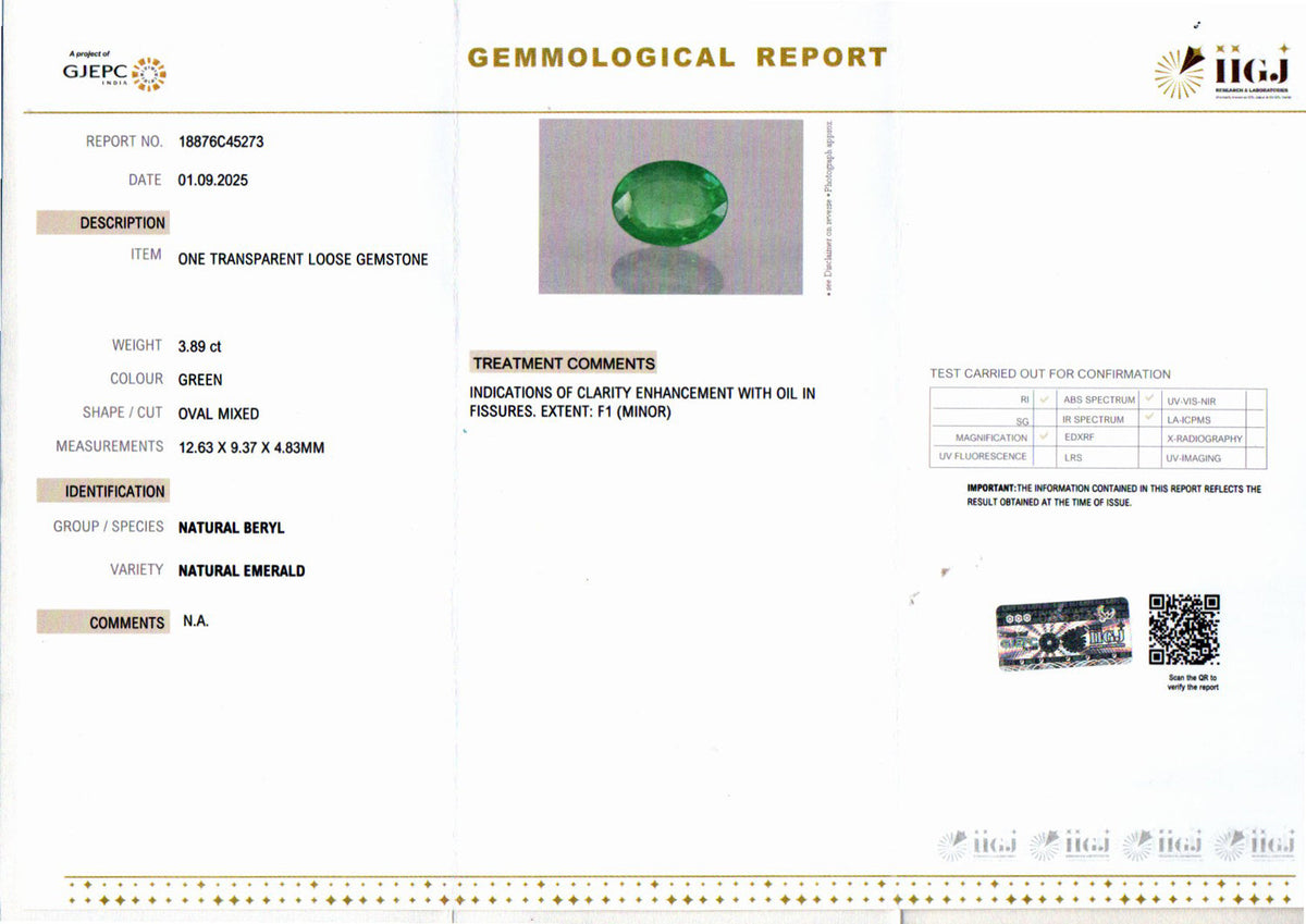 Emerald (Panna) Gemstone - 3.89 Carats