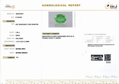 Emerald (Panna) Gemstone - 3.38 Carats