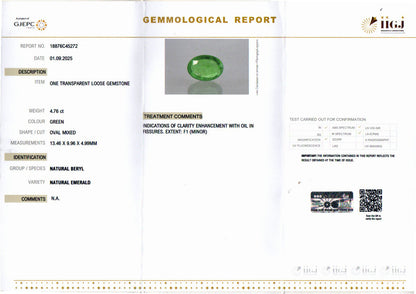 Emerald (Panna) Gemstone - 4.76 Carats