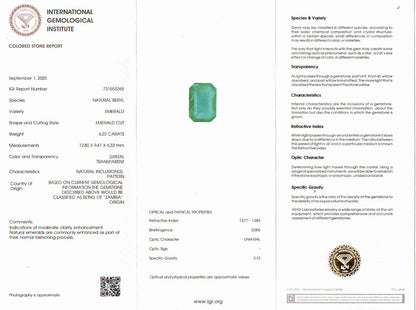 Emerald (Panna) Gemstone - 6.22 Carats