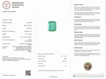 Emerald (Panna) Gemstone - 5.21 Carats