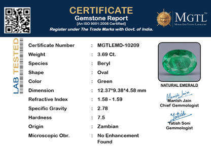 Emerald (Panna) Gemstone - 3.69 Carats