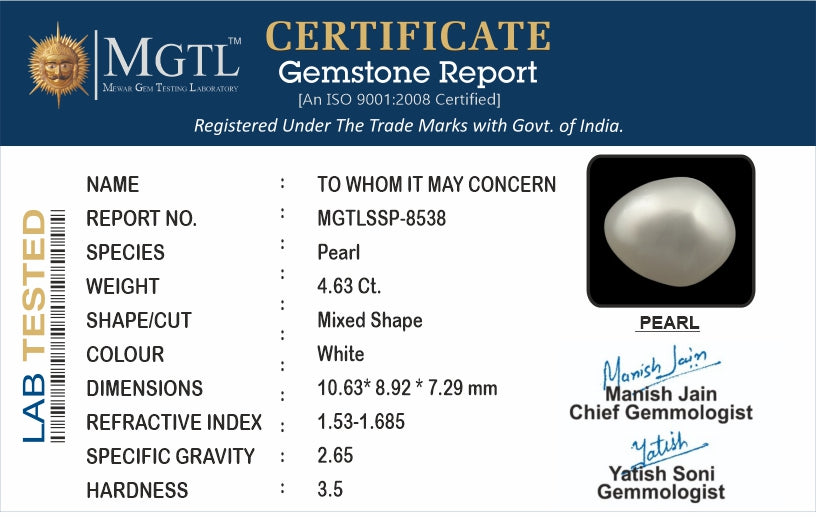 Keshi Pearl - 4.63 Carats (Moti - 5.05 Ratti)