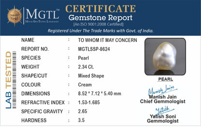 Keshi Pearl - 2.34 Carats (Moti - 2.55 Ratti)