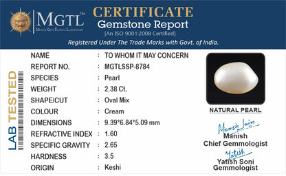 Keshi Pearl - 2.38 Carats (Moti - 2.59 Ratti)