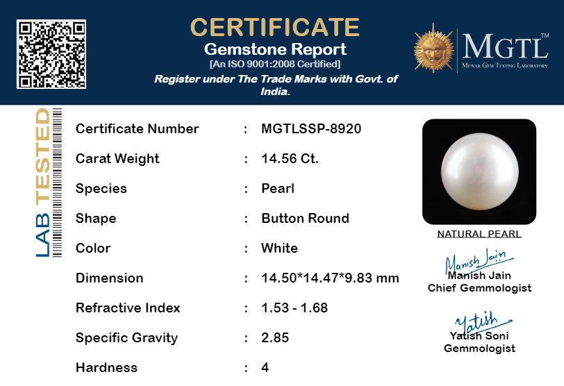 Keshi Pearl - 14.56 Carats (Moti - 15.87 Ratti)