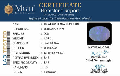 Opal - 5.09 Carats (Dudhiya Pathar - 5.55 Ratti)